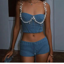 Load image into Gallery viewer, Sexy Solid Beaded Top Short Sets
