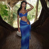 Summer Sexy Beach Vacation Swimsuit Woven Halter Top Top Split Skirt Set