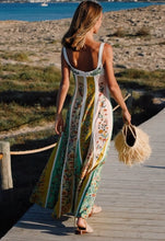 Load image into Gallery viewer, Spring Summer Suspender Linen Printing Dress Loose Vacation Dress
