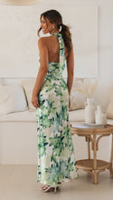 Load image into Gallery viewer, Bandage Halter Lace up Backless Print Maxi Dress
