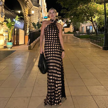 Load image into Gallery viewer, Summer Women Dress Elegant Halter Backless Polka Dot Chiffon Slim Fit Maxi Dress
