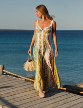 Load image into Gallery viewer, Spring Summer Suspender Linen Printing Dress Loose Vacation Dress
