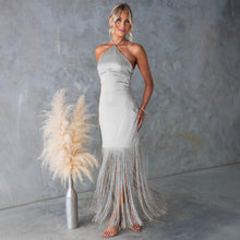 Load image into Gallery viewer, Summer Solid Color off Shoulder Tassel Skinny Sheath Dress Women
