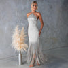 Summer Solid Color off Shoulder Tassel Skinny Sheath Dress Women