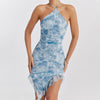 Dress Halter Backless Printing Dress Sexy Slim Fit Dress