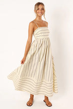 Load image into Gallery viewer, Women Striped Sleeveless Strap Backless Large Swing Casual Dress
