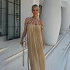 Spring Women Rope Strapless Sexy Halter Loose Vacation Beach Women