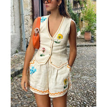 Load image into Gallery viewer, Spring Summer Sleeveless Printing Vest Suit Casual Loose Vacation Two Piece Set Women
