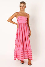 Load image into Gallery viewer, Women Striped Sleeveless Strap Backless Large Swing Casual Dress
