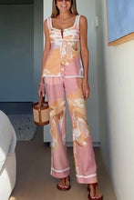 Load image into Gallery viewer, Spring Summer Sleeveless Vest Pants Printing Vacation Pocket Two Piece Set for Women
