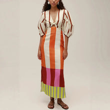 Load image into Gallery viewer, Spring Summer Positioning Printing Linen Dress Casual Vacation Loose Dress
