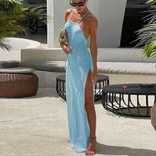 Load image into Gallery viewer, Double Sided High Slit Sling Beautiful Back Knitted Dress Beach Dress Women
