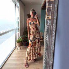 Load image into Gallery viewer, Summer Women Retro Boho High Waist Printing Slip Dress
