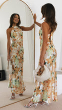 Load image into Gallery viewer, Bandage Halter Lace up Backless Print Maxi Dress
