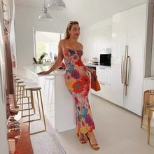 Load image into Gallery viewer, Summer Women off Neck Floral Printing Slip Dress
