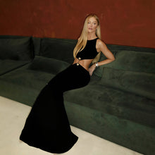 Load image into Gallery viewer, Hollow Out Cutout out Maxi Dress round Neck Sleeveless Solid Color Dress
