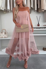 Load image into Gallery viewer, Spring Summer Wrapped Chest Mesh Large Swing Dress Casual Loose Vacation Dress
