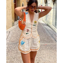 Load image into Gallery viewer, Spring Summer Sleeveless Printing Vest Suit Casual Loose Vacation Two Piece Set Women
