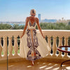 Summer Backless Self Tie Dress Printed V neck Elegant Dress