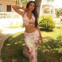 Load image into Gallery viewer, Summer Halterneck Printed Sexy Vacation Casual Suit Women Clothing
