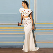 Load image into Gallery viewer, Star Heavy Shell Beads Rhinestones Top - Fishtail Mid Length Skirt

