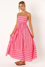Load image into Gallery viewer, Women Striped Sleeveless Strap Backless Large Swing Casual Dress
