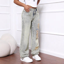 Load image into Gallery viewer, Women Clothing Holes Straight Loose Wide Leg Denim
