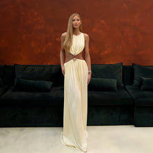 Load image into Gallery viewer, Hollow Out Cutout out Maxi Dress round Neck Sleeveless Solid Color Dress
