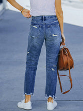 Load image into Gallery viewer, Women&#39;s Washed Frayed Tassel Slim High Elastic Skinny Jeans
