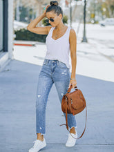Load image into Gallery viewer, Women&#39;s Washed Frayed Tassel Slim High Elastic Skinny Jeans
