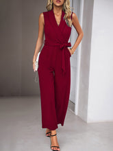 Load image into Gallery viewer, New women&#39;s elegant V-neck tie commuter sleeveless jumpsuit
