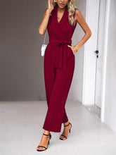 Load image into Gallery viewer, New women&#39;s elegant V-neck tie commuter sleeveless jumpsuit
