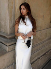 Load image into Gallery viewer, New French Satin Backless Halter Vest High Waist Skirt Two-piece Set
