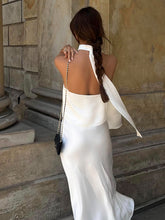 Load image into Gallery viewer, New French Satin Backless Halter Vest High Waist Skirt Two-piece Set
