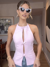 Load image into Gallery viewer, New Fabric Bowknot Halter Neck Vest Top
